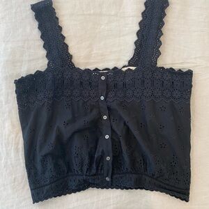 Doen Estelle eyelet lace top black S